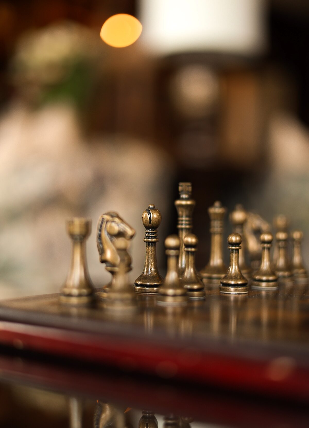 A metal chess set.