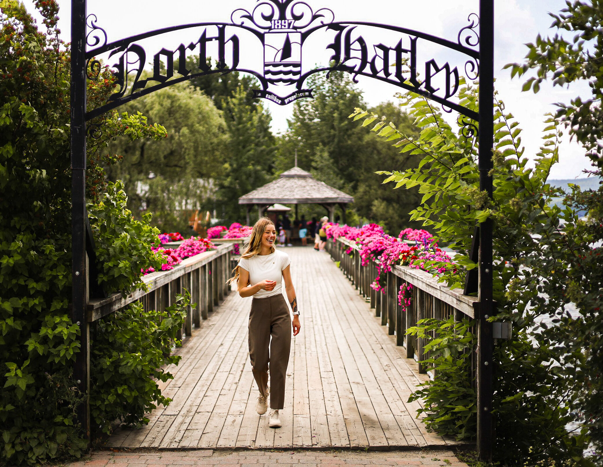 A person walking in North Hatley