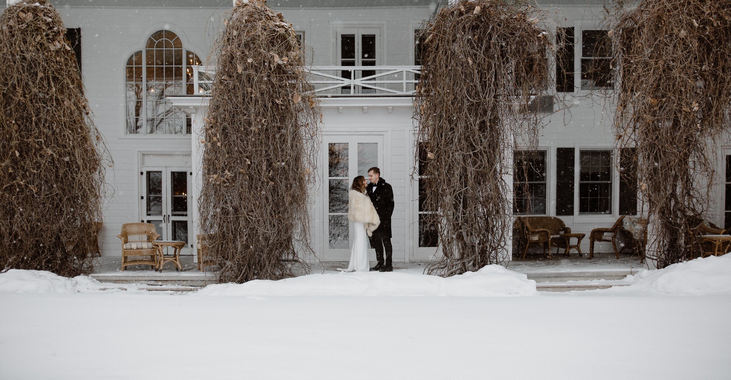 View of the front of the property in winter under the snow