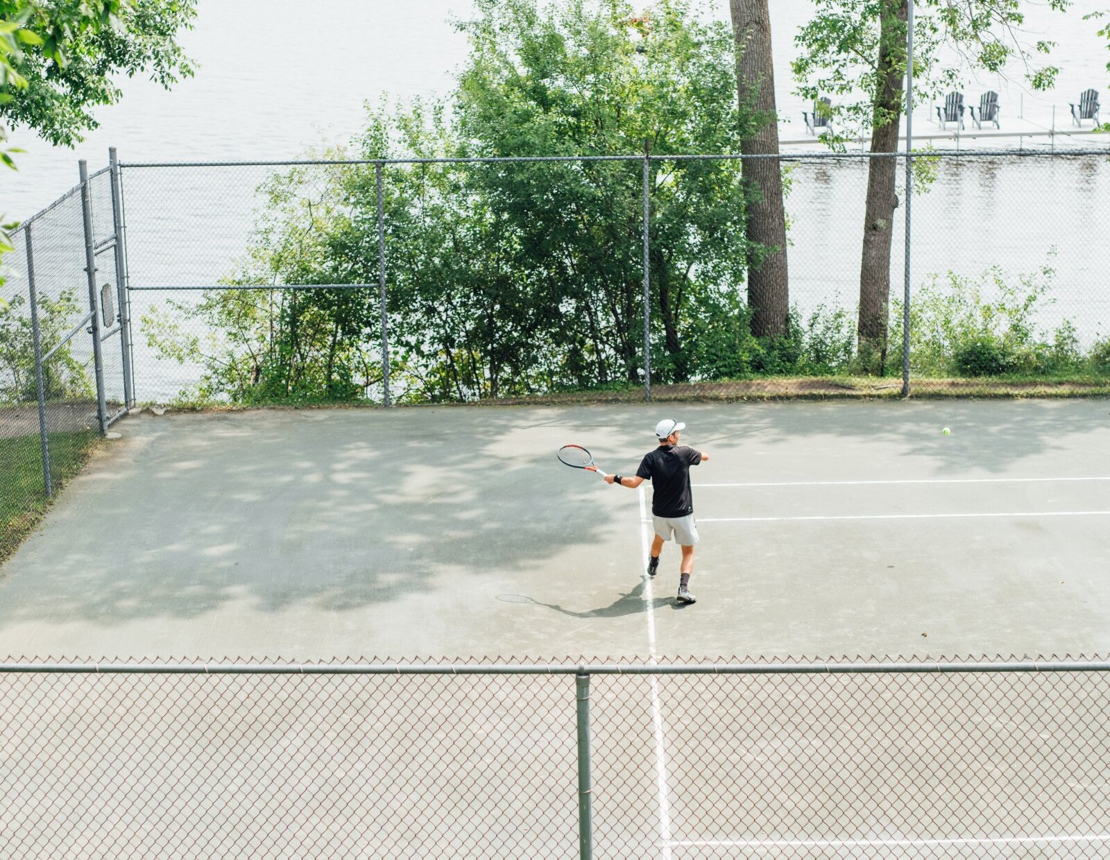 Lakeside tennis court