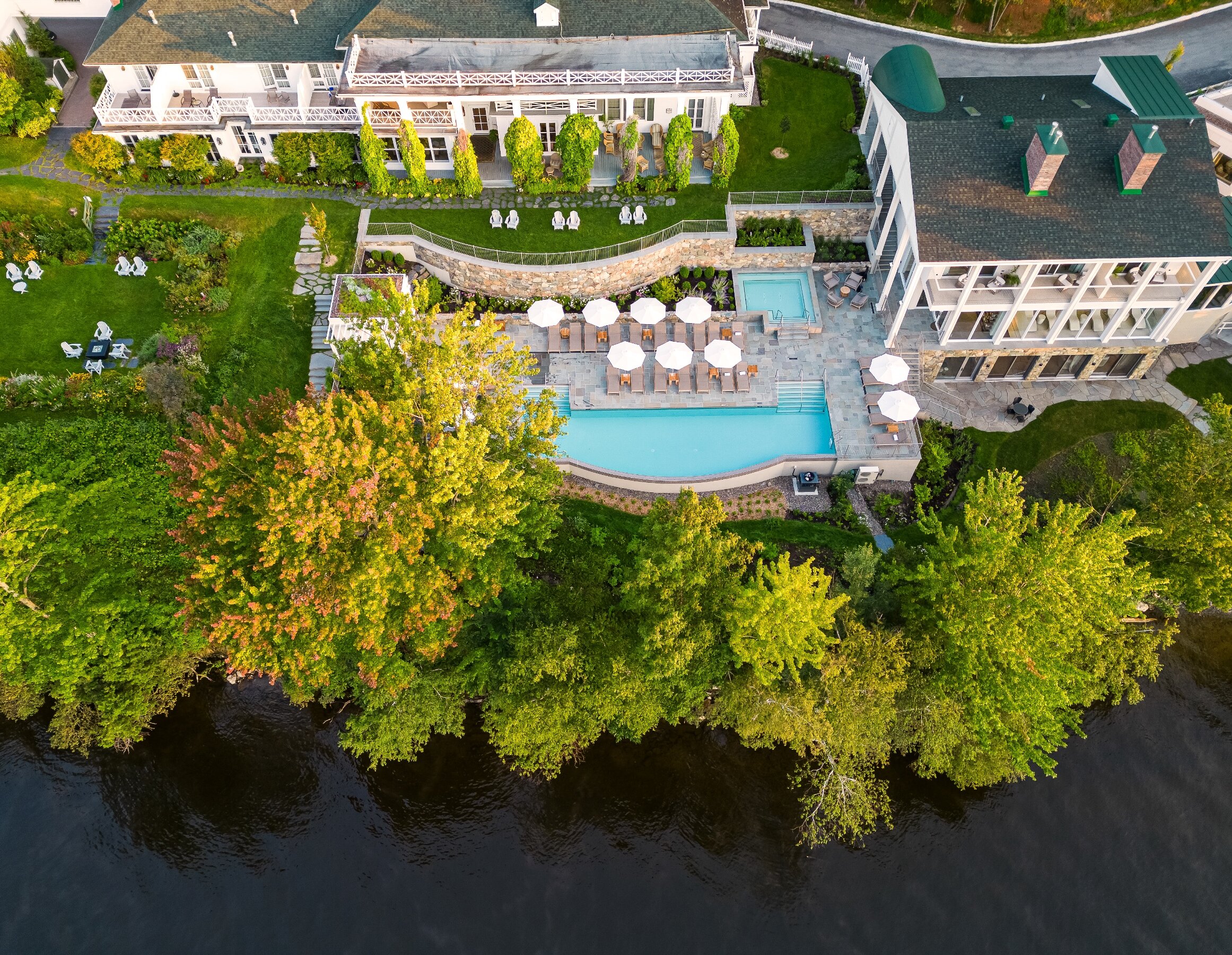 A lakeside building