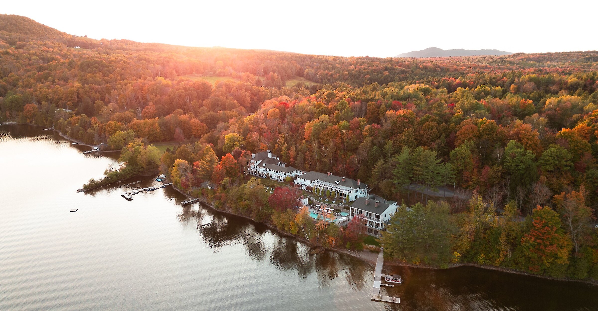 Aerial view of the property in autumn