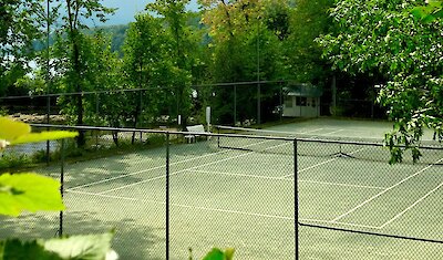 The lakeside tennis court
