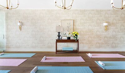 Yoga studio with mats