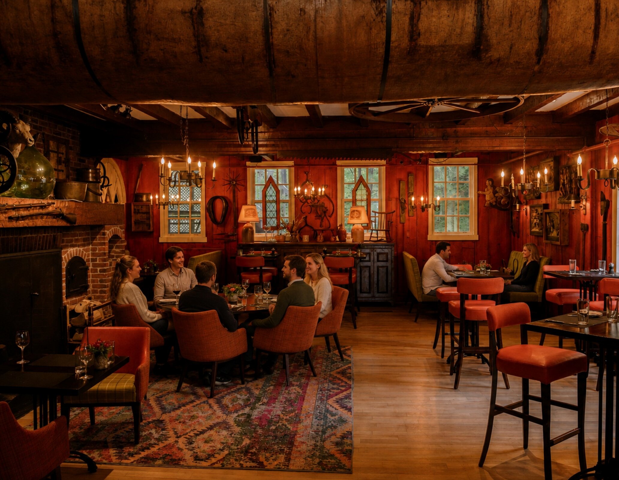Un bistro avec des grandes fenêtres