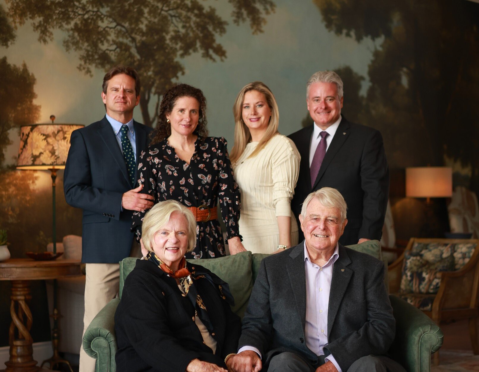 A family posing together for a photo